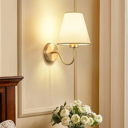 Traditional Modern Gold Wall Lamp With Shade - White, Beige, Black & Brown