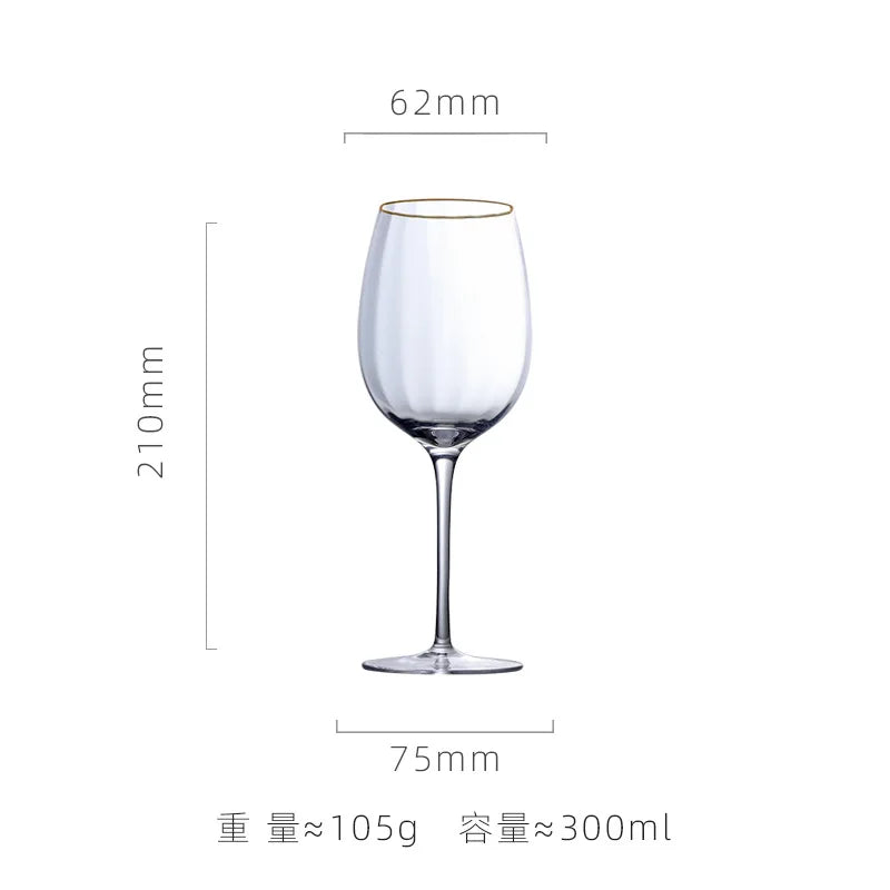 Set of 4 Sky Ripple Glass Wine & Champagne Glasses with Gold Edge - 5 Sizes