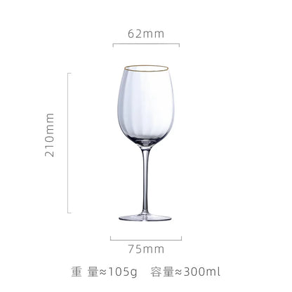 Set of 4 Sky Ripple Glass Wine & Champagne Glasses with Gold Edge - 5 Sizes