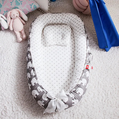 Portable Padded Cotton Lounger Baby Nest Pod with Pillow - 6 Styles