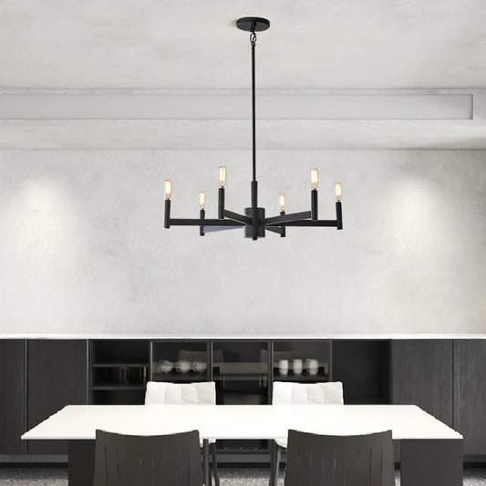 Modern Industrial 6 & 8-Light Pendant Chandelier - 2 Sizes Black - 8 Heads Lilly & Lula