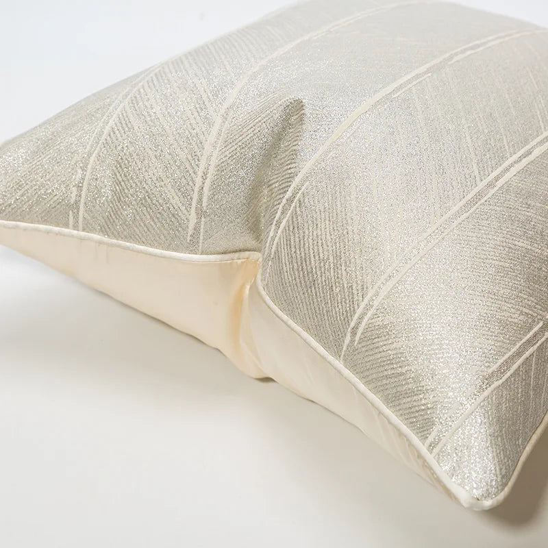 Modern Luxury Abstract Cotton Cushion Cover - White, Gold & Brown