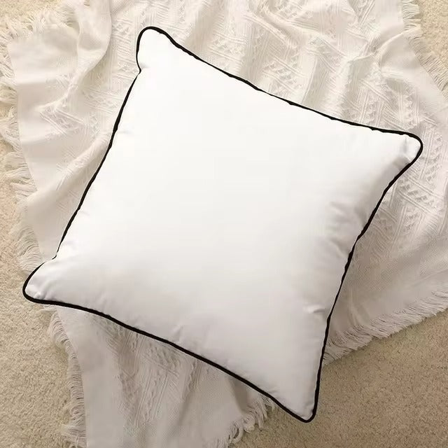 Modern Luxury Velvet Hemming Cushion Covers - Black & White