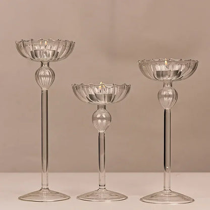 Transparent Chic & Modern Tea Light Glass Candle Holders - 3 Sizes