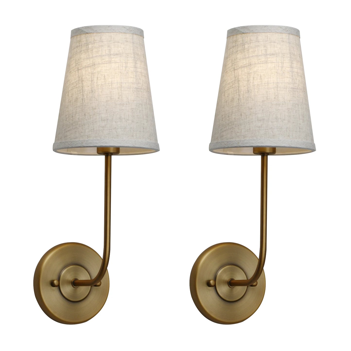 Set of 2 Classic Luxury Farmhouse Wall Lamps with Linen Shade