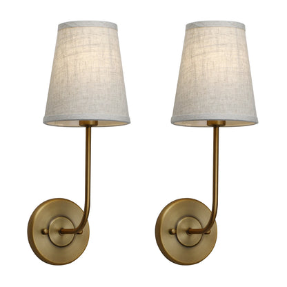 Set of 2 Classic Luxury Farmhouse Wall Lamps with Linen Shade