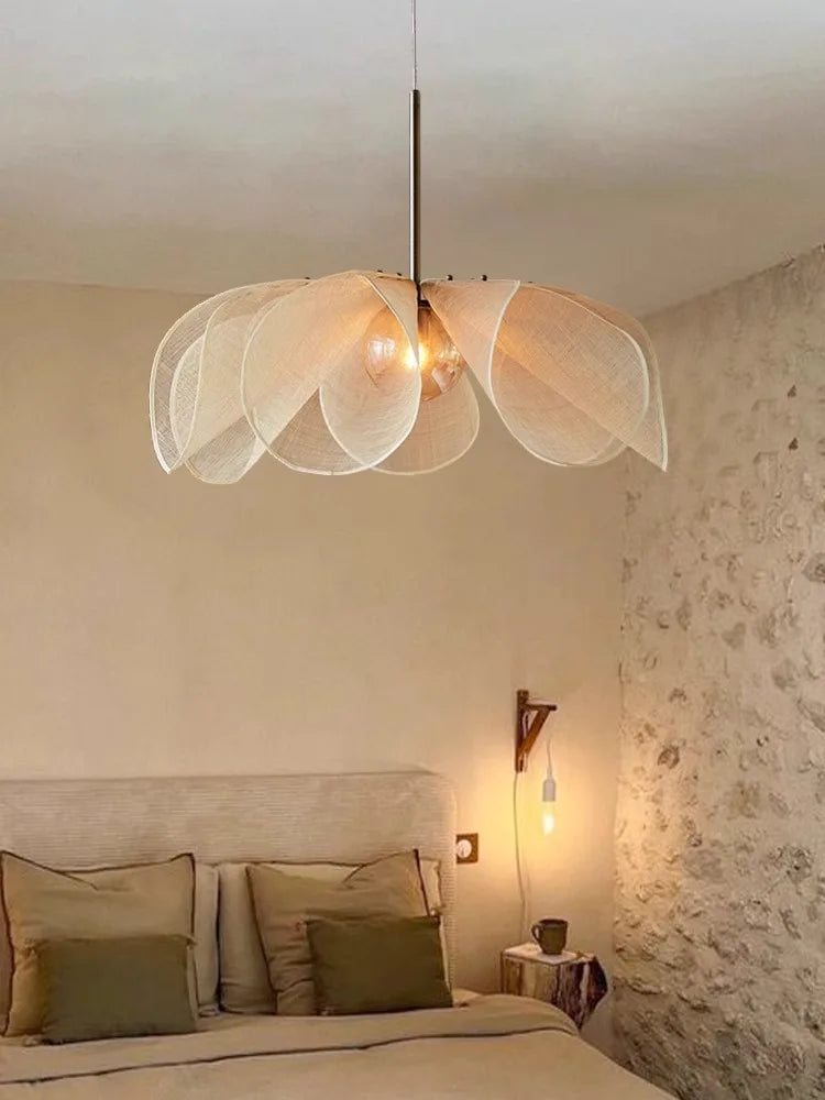 Modern Wabi Sabi Natural Plant Fabric Cord Pendant Chandelier - 3 Sizes