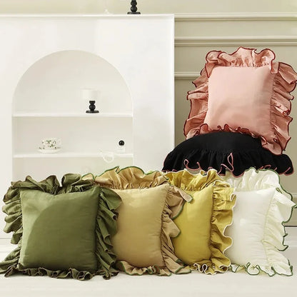 Ruffle Cotton Cushion Cover - 6 Colours