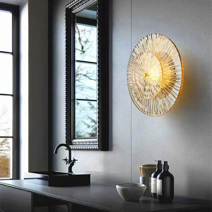 Nordic Round Modern Minimalist LED Luxury Wall Light Sconce - Beige & Clear