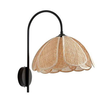 Natural Wabi Sabi Petal Japanese Inspired Rattan Wall Light