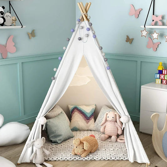 Large Indoor & Outdoor Tipi Play Tent for Children in White