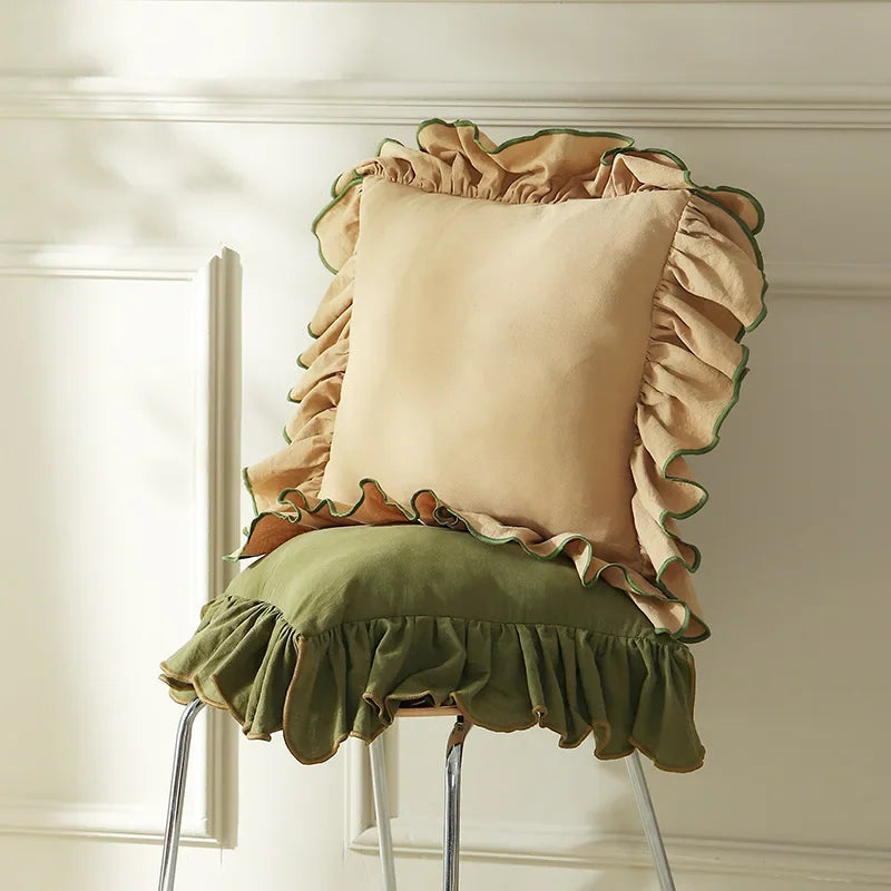 Ruffle Cotton Cushion Cover - 6 Colours