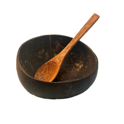 Set of 2 & 4 Eco Friendly Wooden Coconut Serving Bowls with Wooden Spoon - 3 Sizes