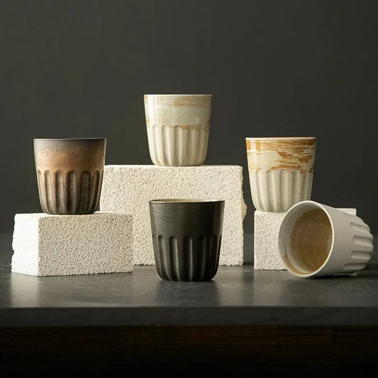 Set of 2, 4 & 6 Premium Stoneware Ceramic Coffee Tumbler Mugs - 5 Colours