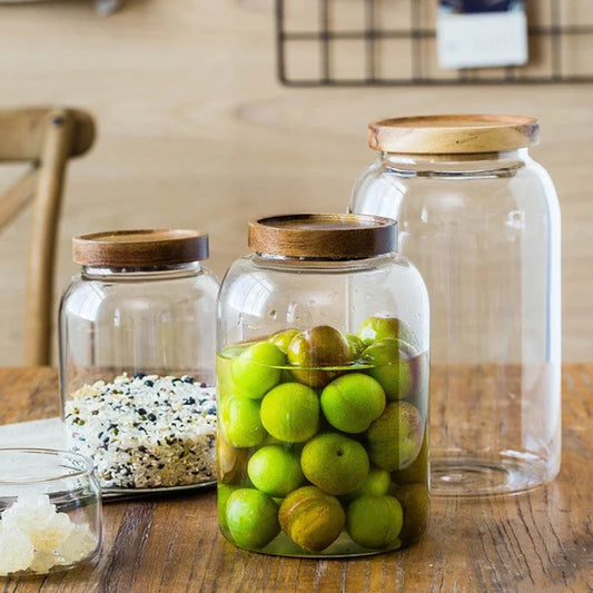 Large Heat Resistant Glass Jar with Airtight Lid - 1.2 Litres, 2 Litres & 3 Litres