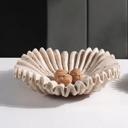 Large Modern Wabi-Sabi Decorative Shell Marble Bowl - 2 Sizes