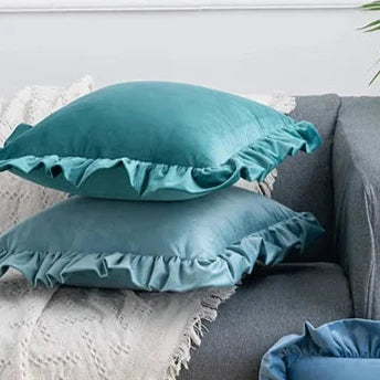 Decadent Velvet Cushion Covers with Ruffle - 16 Colours