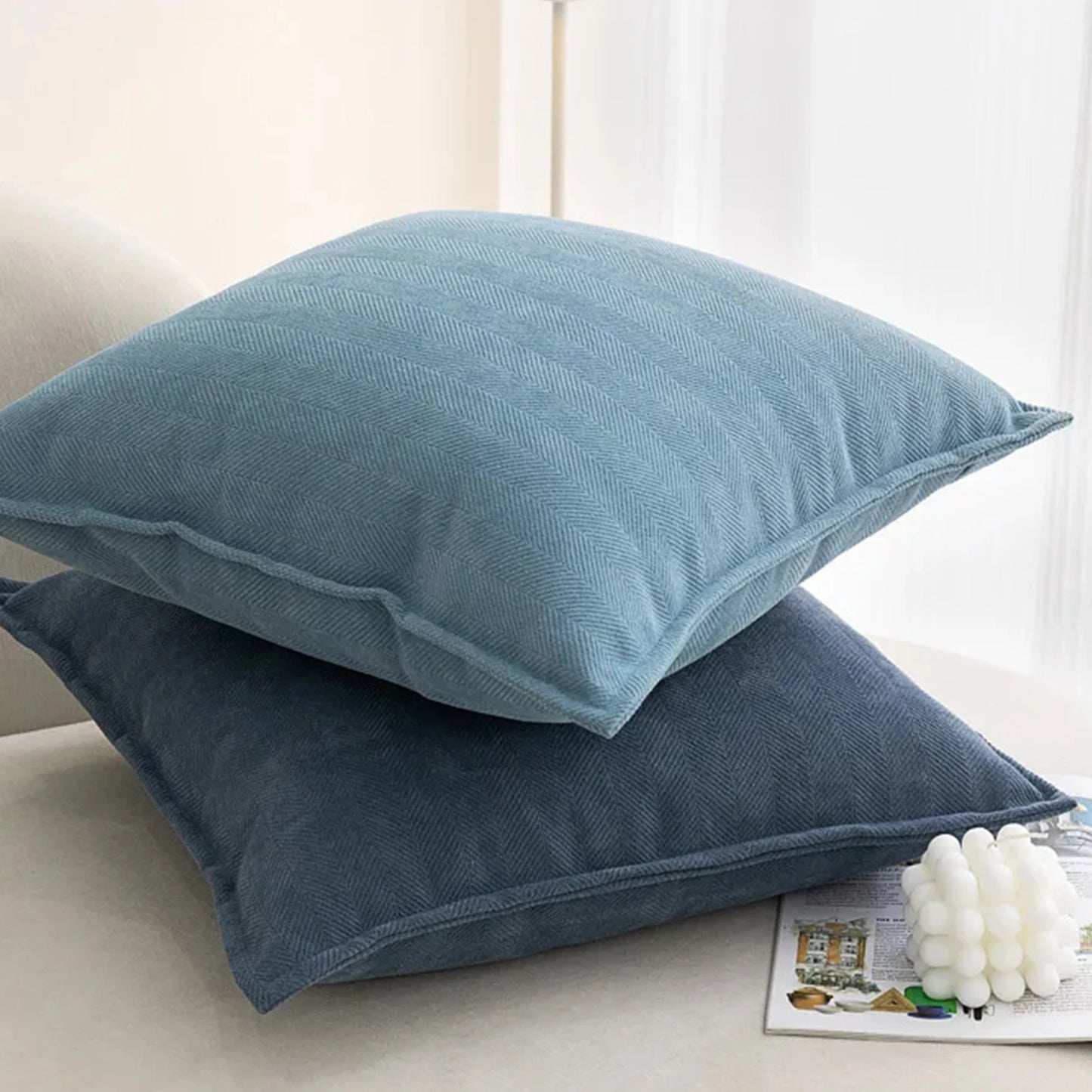 Modern Chenille Throw Cushion Covers with Zipper - 8 Colours