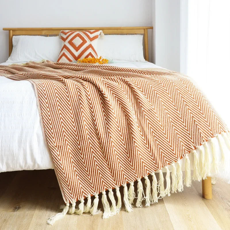 Knitted orange throw hotsell