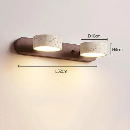 Wabi Sabi Travertine Round Rotating Mirror & Bathroom Wall Light - 3 Sizes