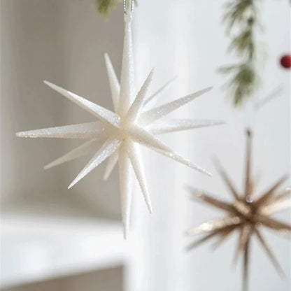 Set of 4, 6 & 8 Celestial Burst Christmas Ornament Decoration - White, Champagne & Crystal