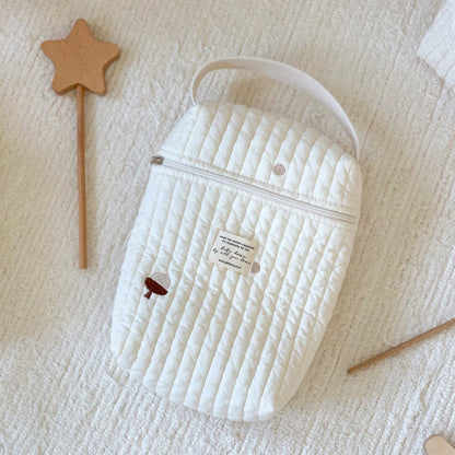 White Embroidered Reusable Baby Nappy Diaper Bag with Handle - 3 Styles