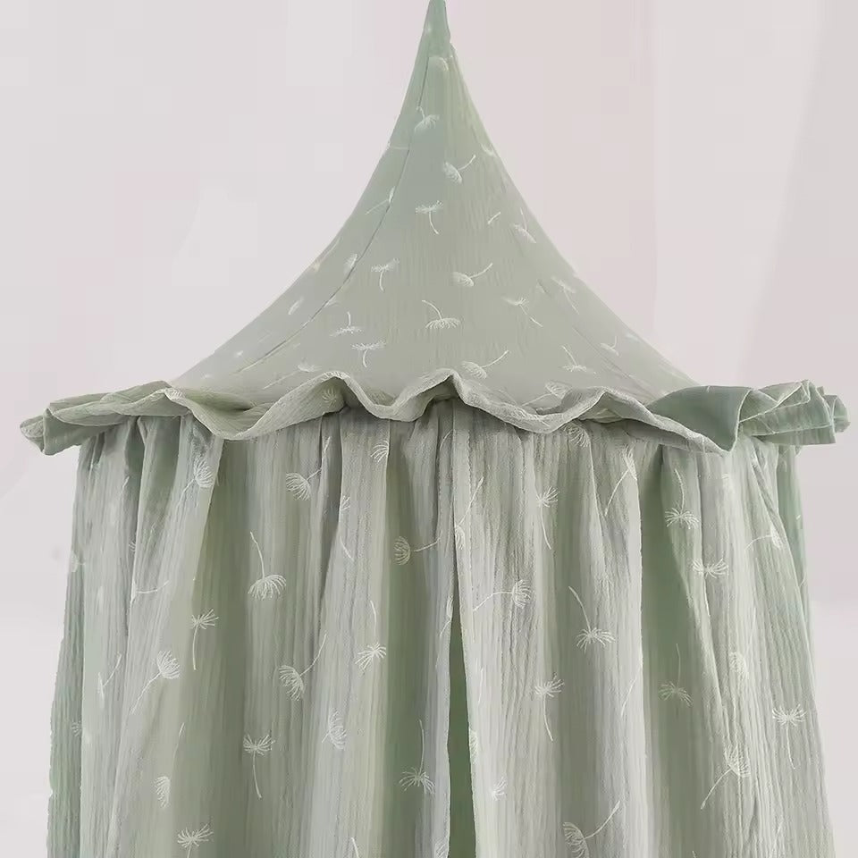 Kids Premium Muslin Bed Canopy With Frill Detail - 7 Colours