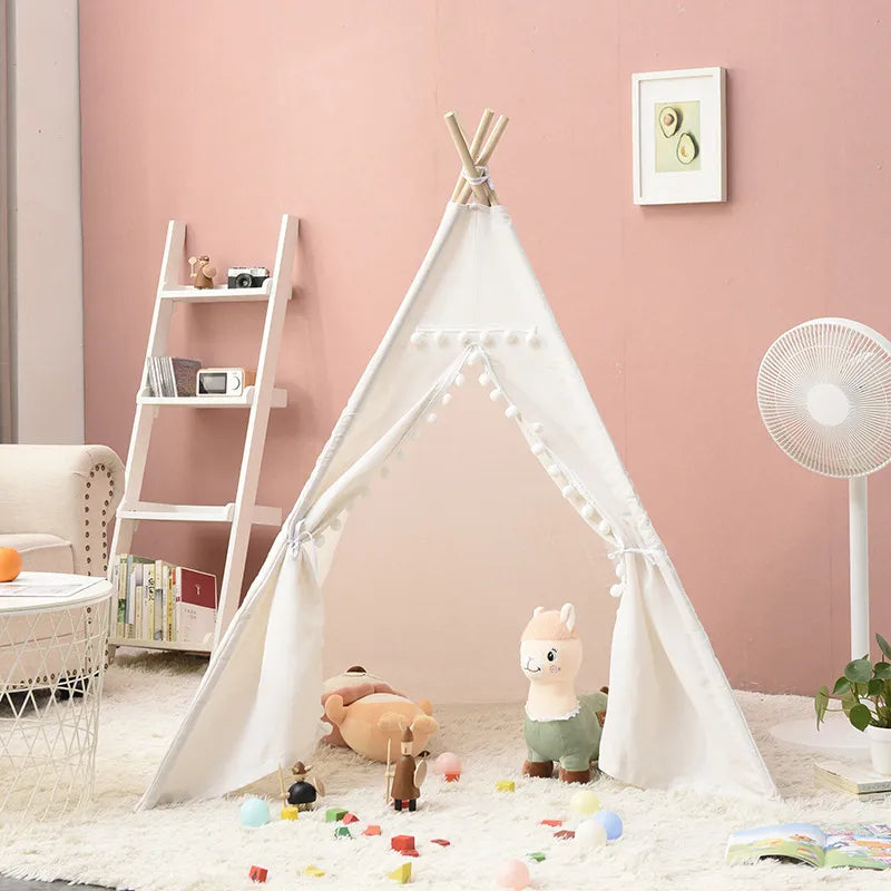 Indoor & Outdoor Tipi Play Tent for Children - White, Blue, Pink & Yellow