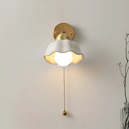 White Nordic Minimalist Scalloped LED Ceramic Wall Light - Flush & Hanging