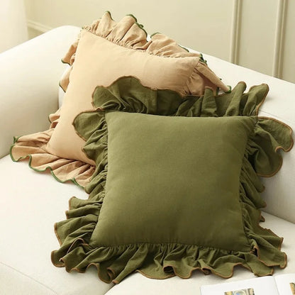 Ruffle Cotton Cushion Cover - 6 Colours