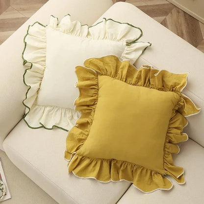 Ruffle Cotton Cushion Cover - 6 Colours