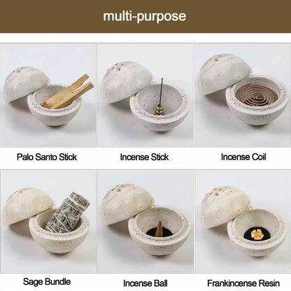 Multi-purpose incense holder with various uses on a white background