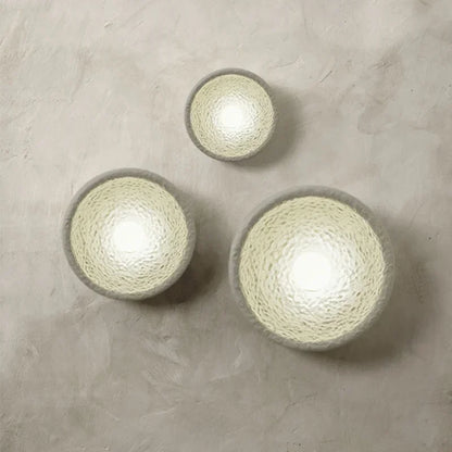 Deep White Minimalist Natural Round Japandi Inspired Wall Sconce - 3 Sizes