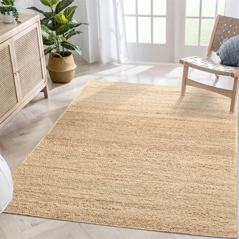 Thick Hand Knitted Brown Rectangular Natural Rustic Jute Rug  - Various Sizes