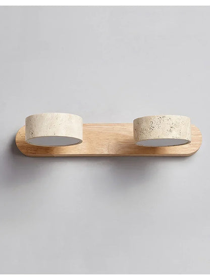 Wabi Sabi Travertine Round Rotating Mirror & Bathroom Wall Light - 3 Sizes