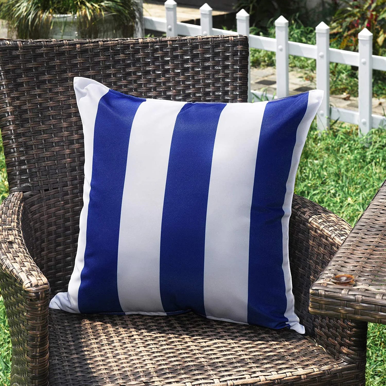 Navy blue and white striped outdoor pillows hotsell
