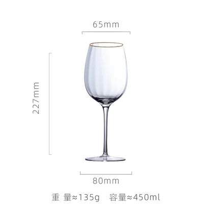 Set of 4 Sky Ripple Glass Wine & Champagne Glasses with Gold Edge - 5 Sizes