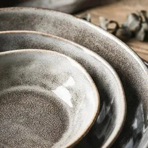 Grey Rustic Ceramic Nordic Tableware Plates & Bowls - Various Sizes