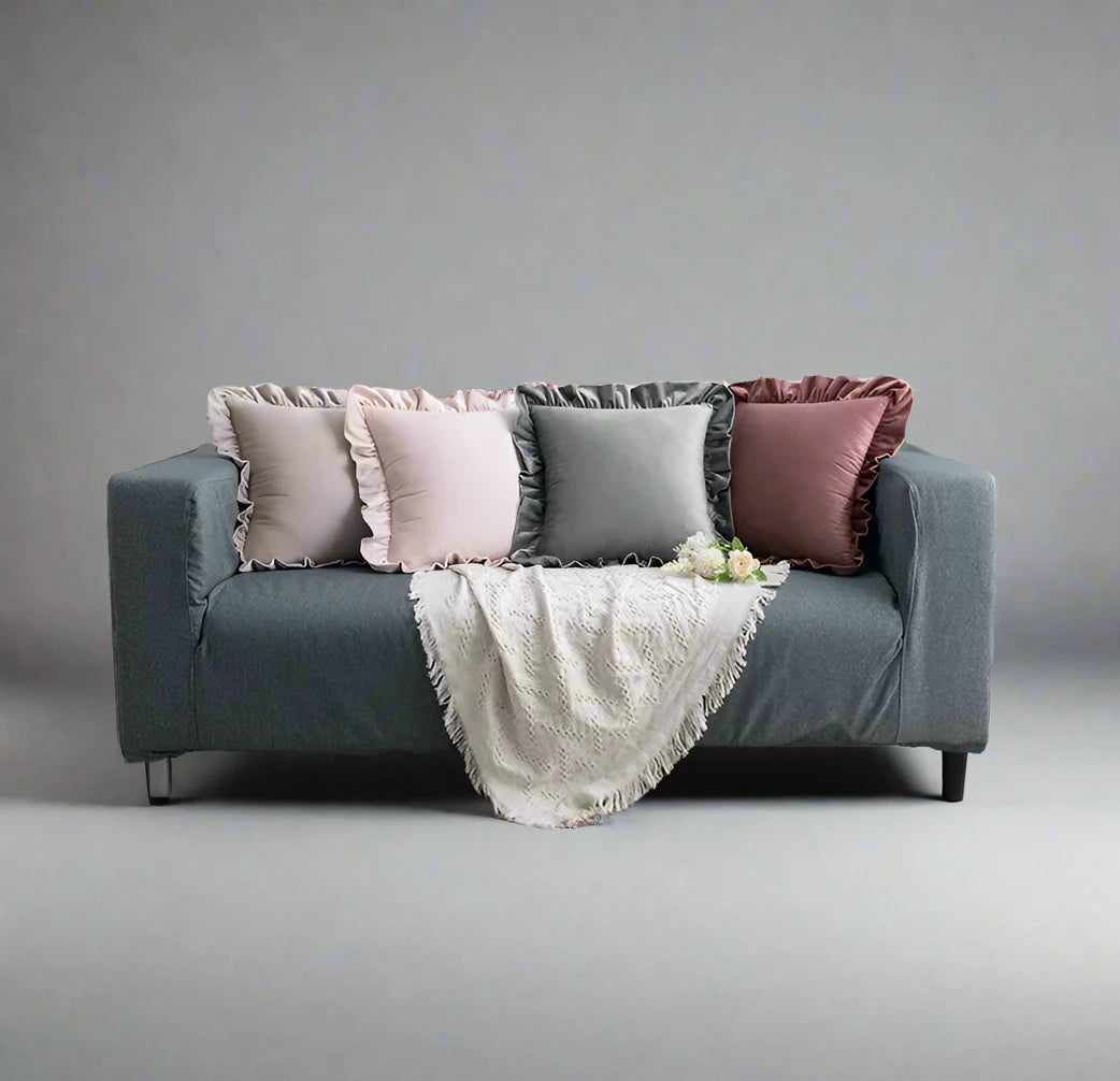 Decadent Velvet Cushion Covers with Ruffle - 16 Colours