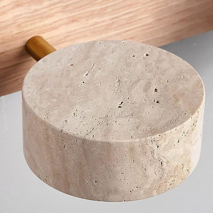 Wabi Sabi Travertine Round Rotating Mirror & Bathroom Wall Light - 3 Sizes