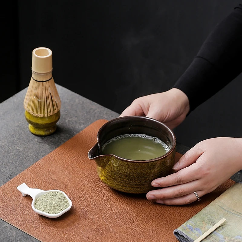 7-Piece Set Handmade Japanese Matcha Ceremony Gift Set - White, Yellow & Blue