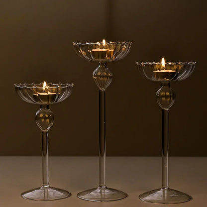 Transparent Chic & Modern Tea Light Glass Candle Holders - 3 Sizes