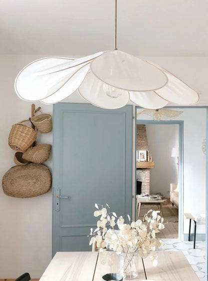 Bohemian Natural Wabi Sabi Petal Linen Pendant Ceiling Light - 6 Colours