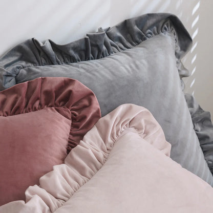 Decadent Velvet Cushion Covers with Ruffle - 16 Colours