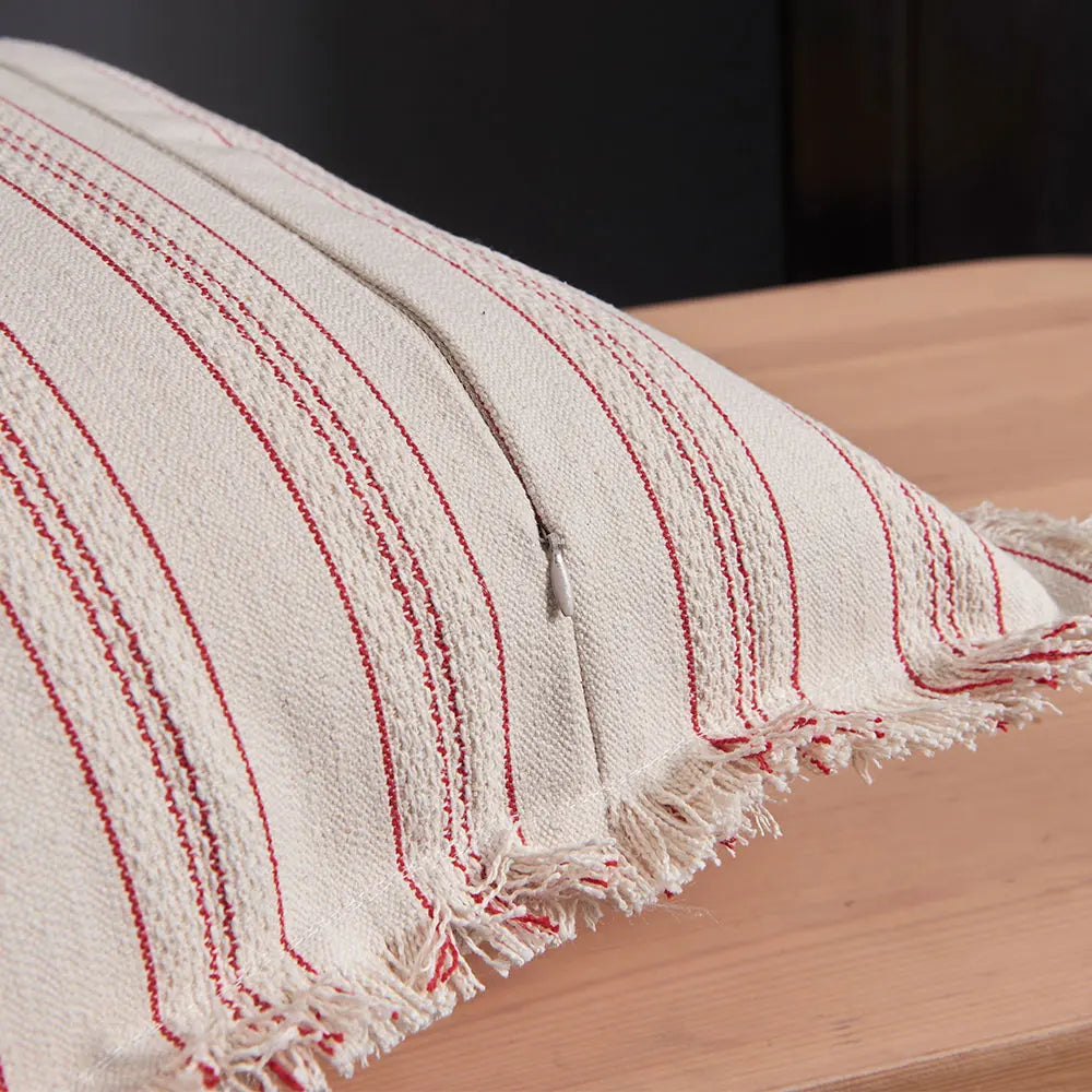 Decorative Nordic Striped Jacquard Cotton Cushion Covers With Frill Detail - 5 Colours