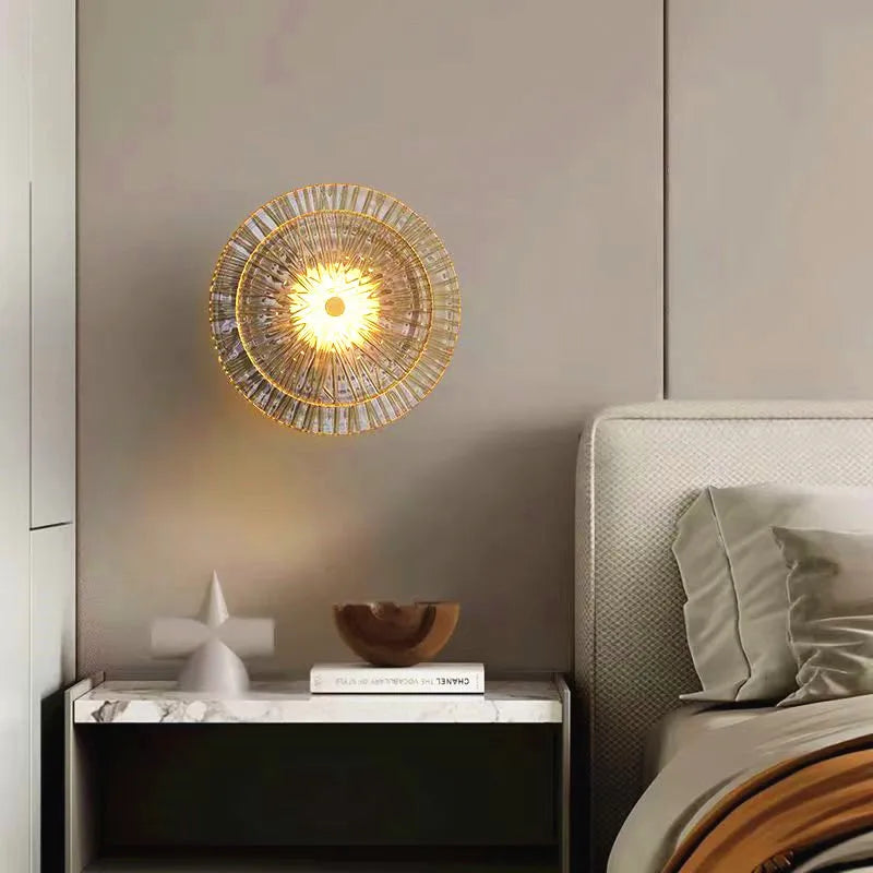 Nordic Round Modern Minimalist LED Luxury Wall Light Sconce - Beige & Clear