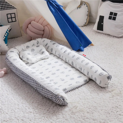 Portable Padded Cotton Lounger Baby Nest Pod with Pillow - 6 Styles