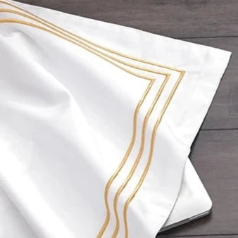 Set of 2 Premium Egyptian Cotton Symons Oxford Pillowcases - Black, Blue, Grey & Yellow Lilly & Lula