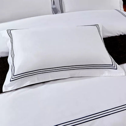 Set of 2 Premium Egyptian Cotton Symons Oxford Pillowcases - Black, Blue, Grey & Yellow Lilly & Lula