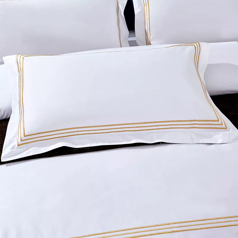 Set of 2 Premium Egyptian Cotton Symons Oxford Pillowcases - Black, Blue, Grey & Yellow Lilly & Lula